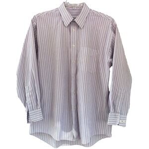 Joseph &‎ Feiss Dress Shirt Mens 16.5 32/33 80s 2-Ply Non Iron Striped Cotton